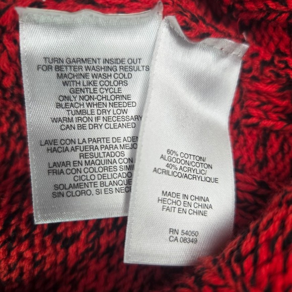 Jones New York Sport Red Black Speckled‎ Cable Knit Turtleneck Sweater XL - Picture 6 of 7